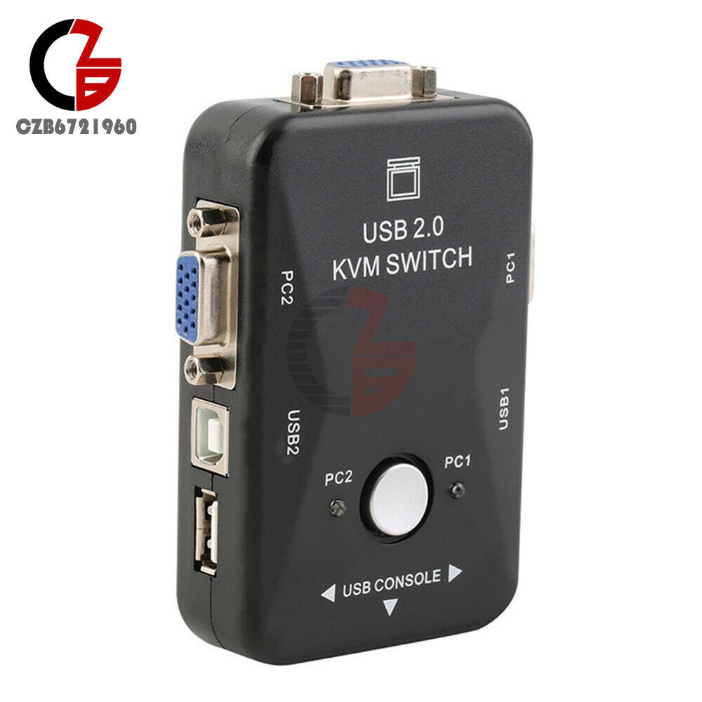 2-Port TV Box Adapter Connect BOX Video Monitor VGA/SVGA USB 2.0 KVM Switch