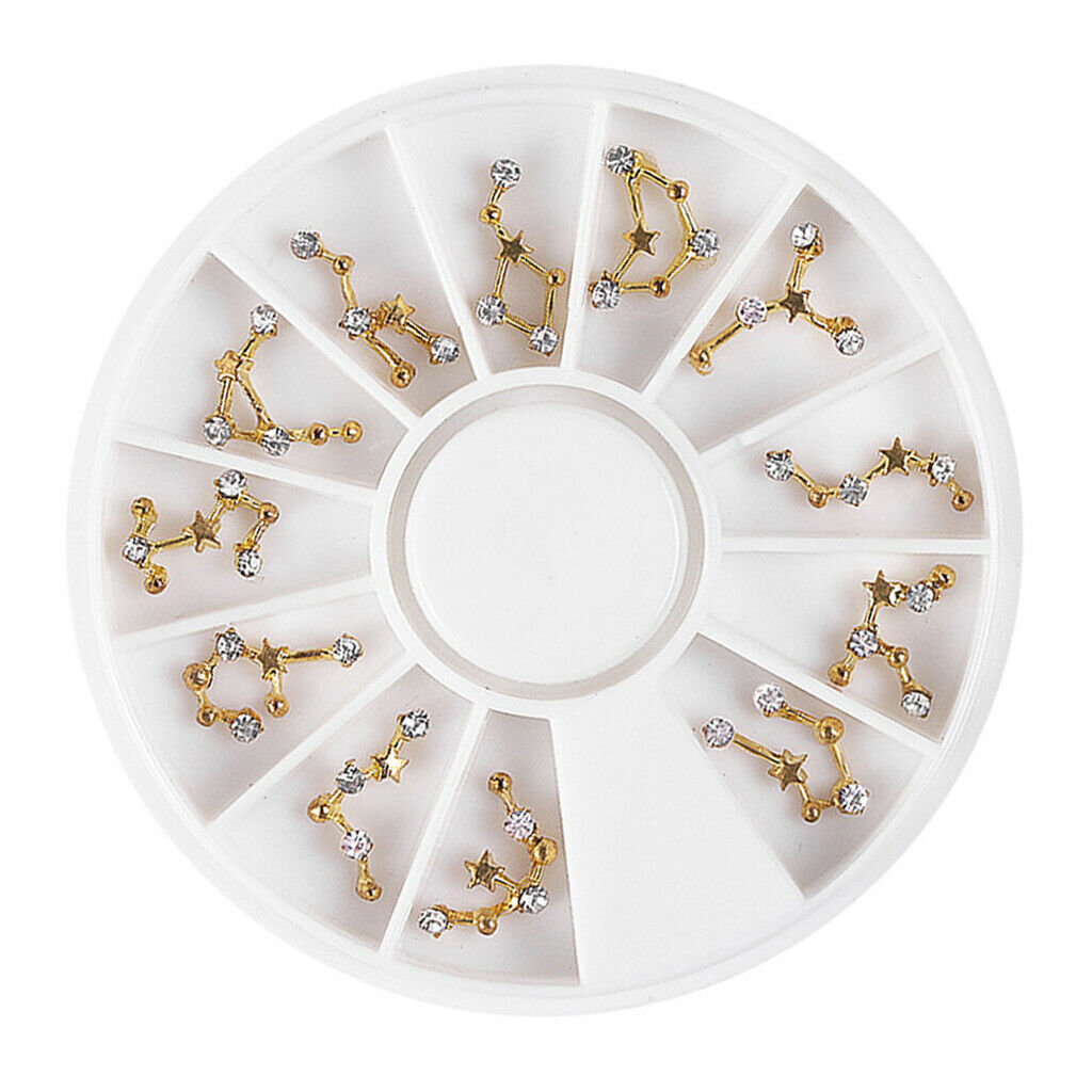 12x Nail Art Decoration Golden Shiny Constellations Natural Nails Jewelry