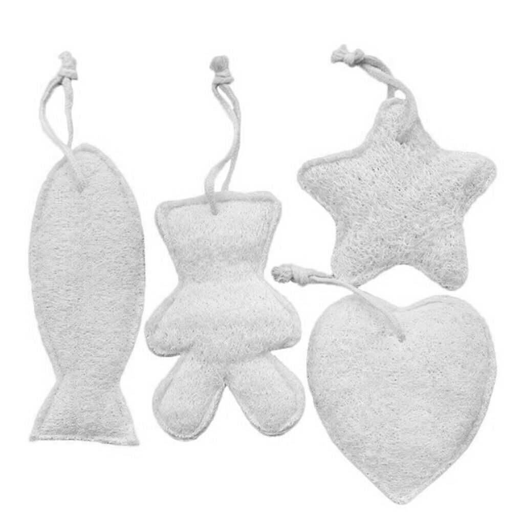 4Pcs Natural Loofah Luffa Bath Shower Sponge Body Scrubber Exfoliator Pad Brush