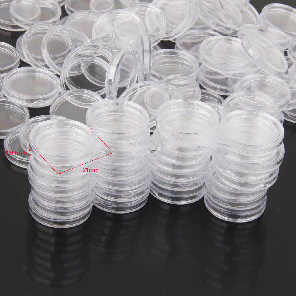 500pcs Coin Storage Display Capsules Holders Case Dustproof Collect Box 21mm
