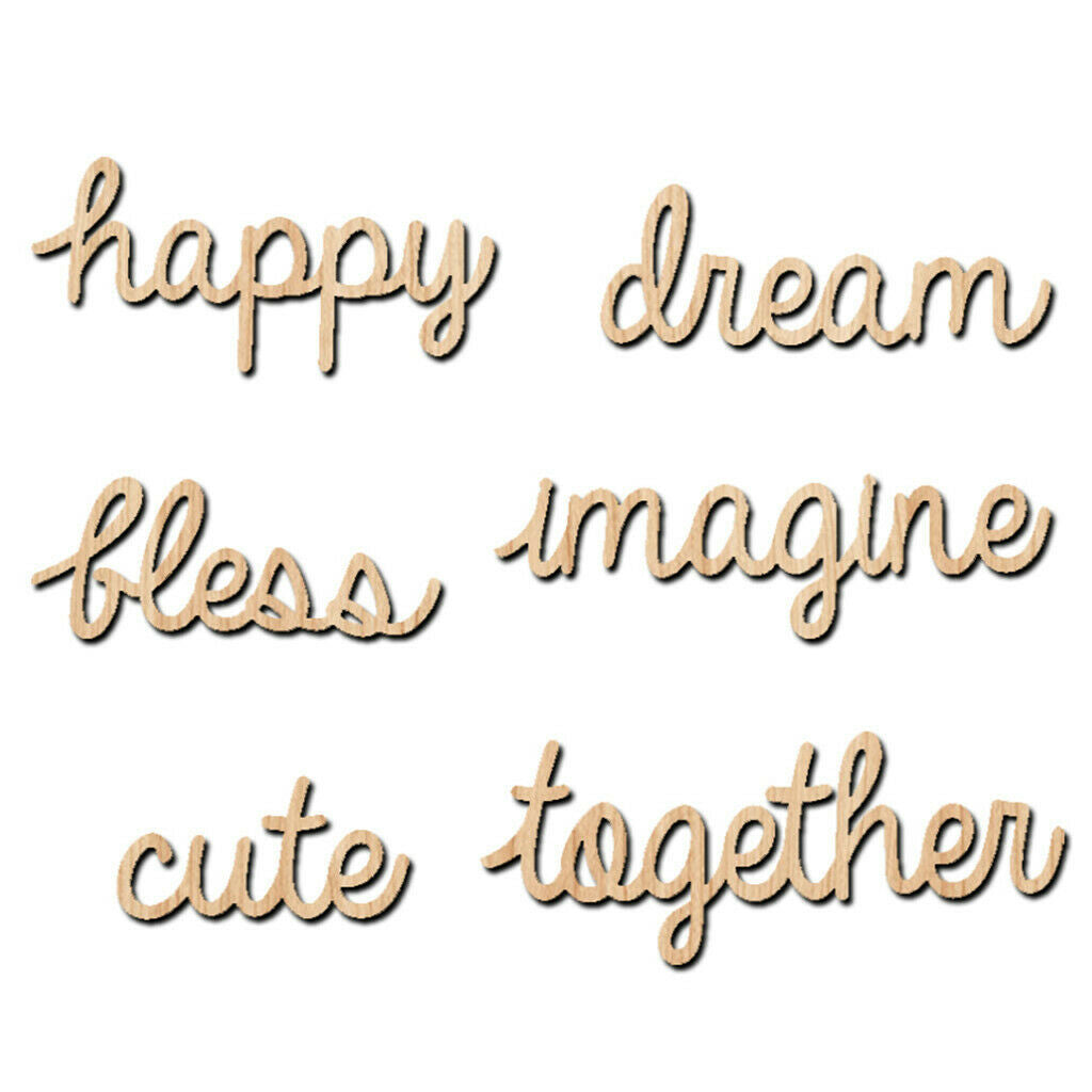 6x Wooden Words Happy Alphabets Set Home Party Decor