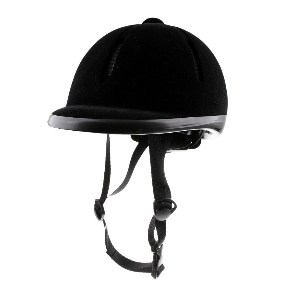 Kids Child Adjustable Horse Riding Hat Ventilated Safety Velvet Helmet Black