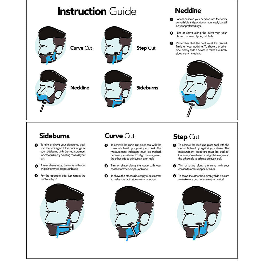2pcs Beard Shaping Tool Styling Template Symmetry Trimming for Salon Barber