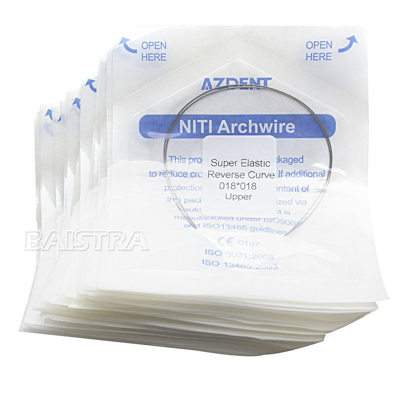 50 Packs AZDENT Dental Orthodontic Niti Reverse Curve Rectangular Arch Wires