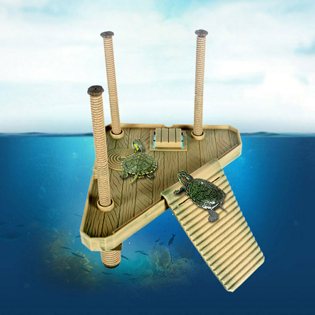Decor Turtle Floating Dock Basking Platform Ramp Ladder with Support Frame for