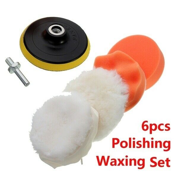 6pcs 4'' Car Polisher Polishing Buffer Pads Set Kit + Drill Adapter New