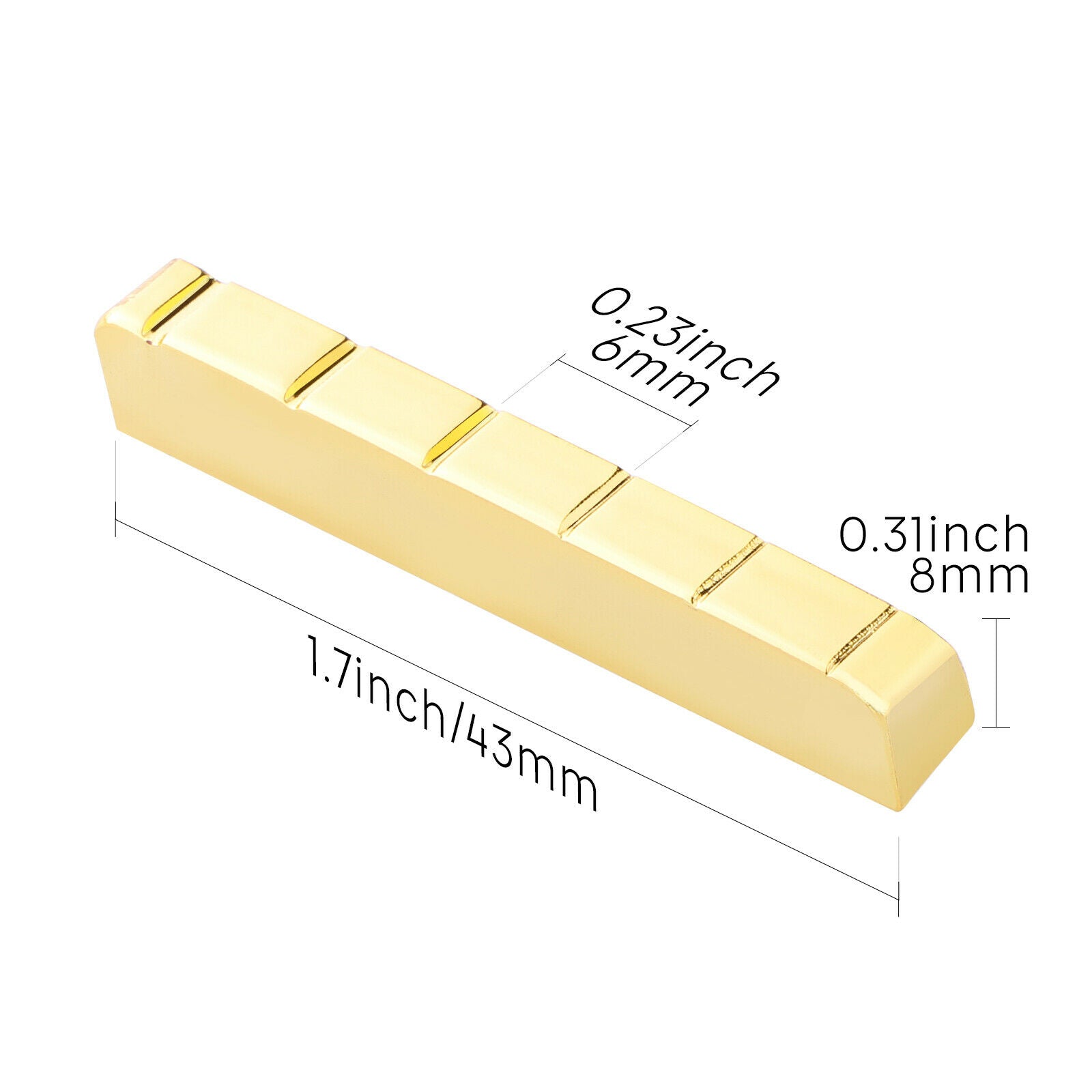 6-String 43mm Slotted Brass Nut for LP Epi Electric Guitar Spare Parts
