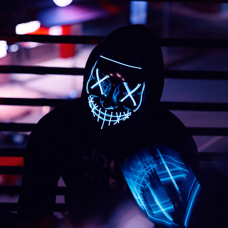 2 X Masks LED Halloween La Purge - Blue for Man And Fuchsia for Woman