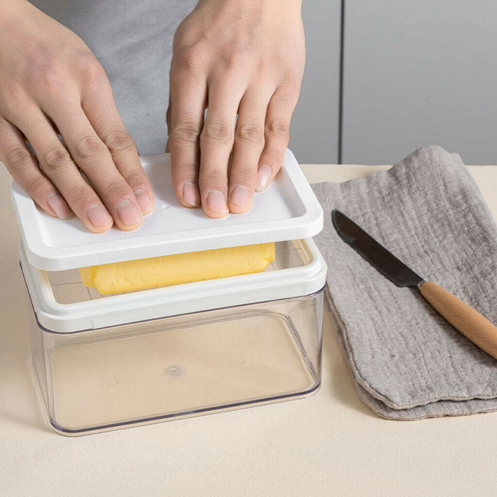 Rectangle Butter Dish with Lid Butter Slicer Cheese Fresh Box Three Grids