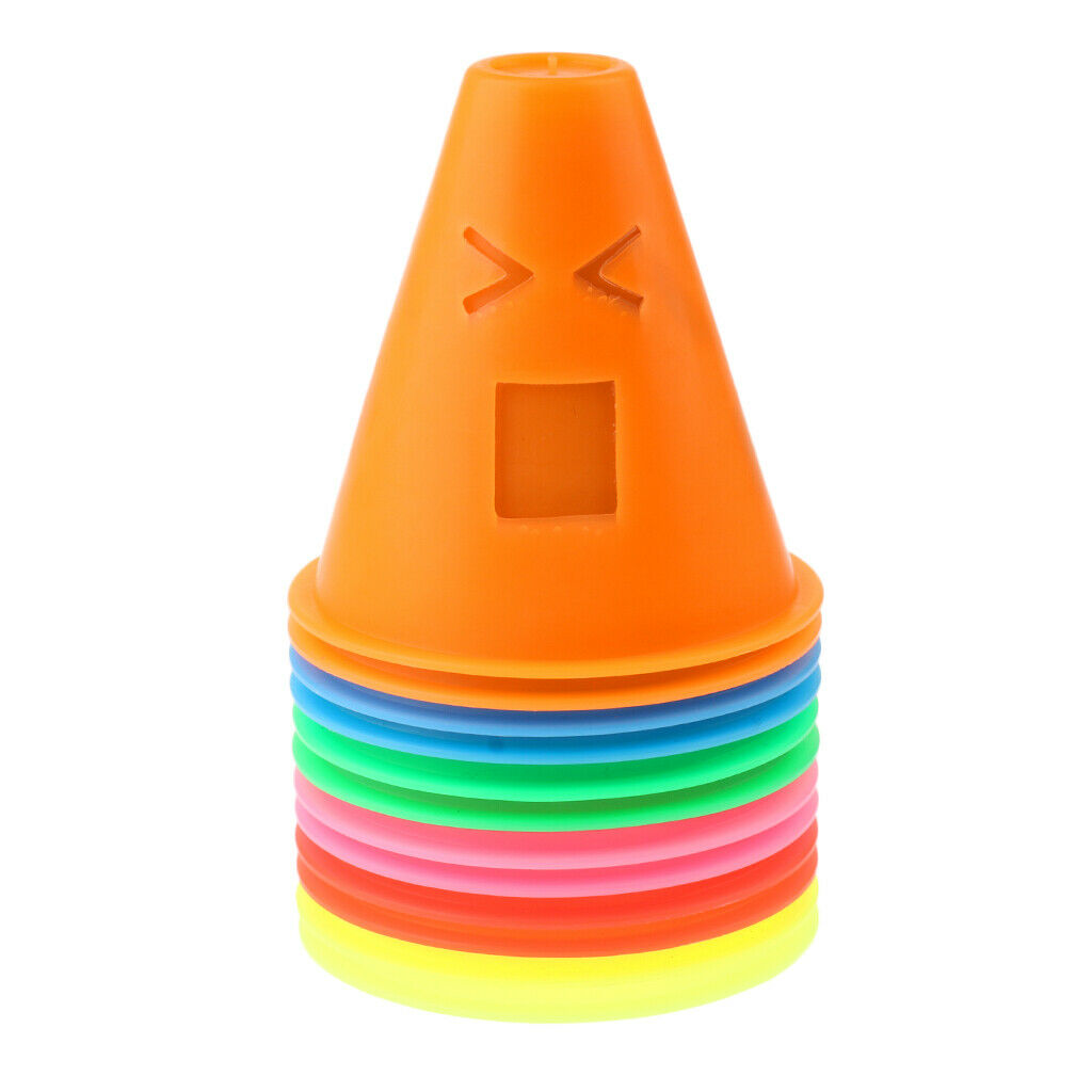 Prettyia 12Pcs Expressions Style Roller Skating Skateboard Cones Pile Cup
