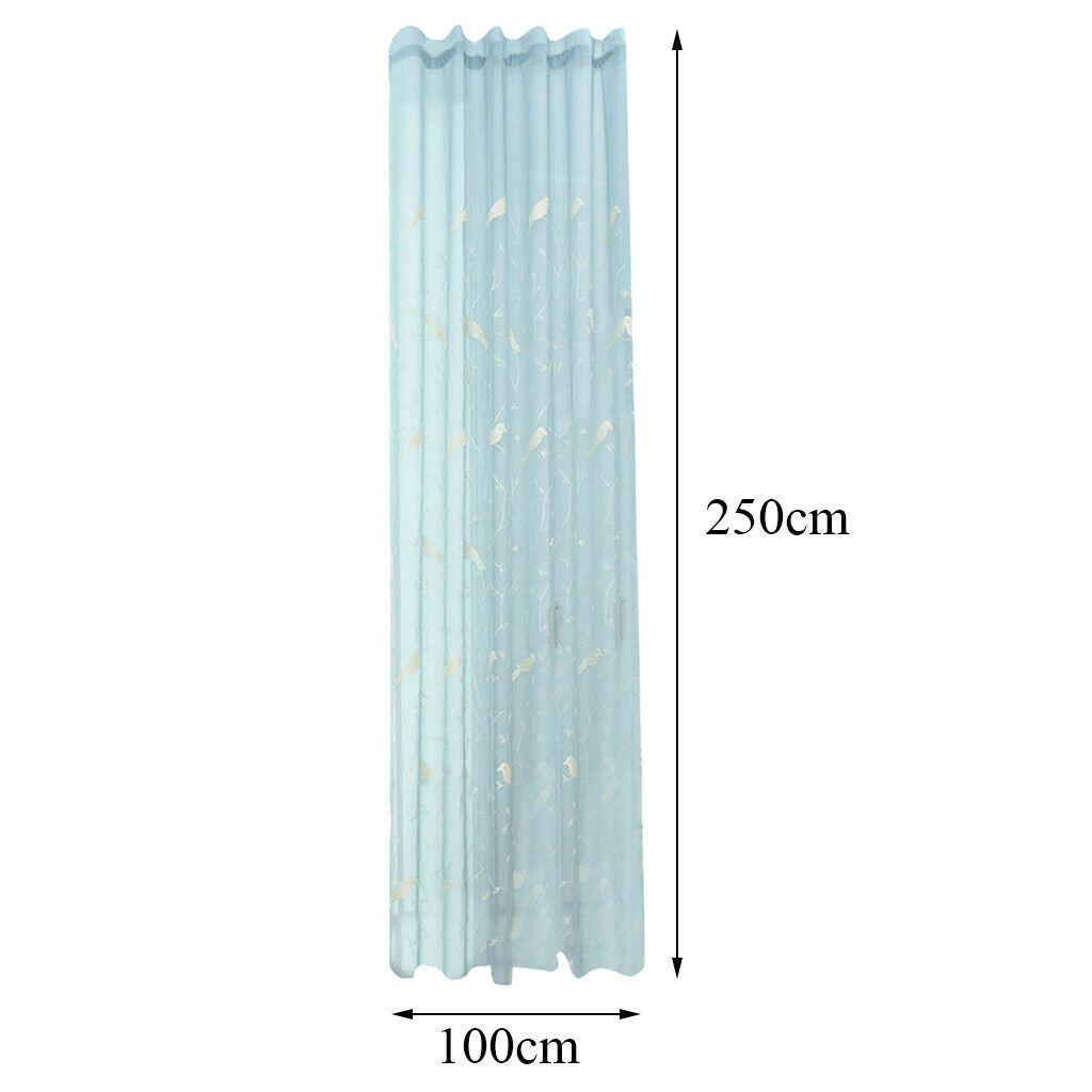 Elegant Embroderied Birds Sheer Window Curtain Voile Drapery Panel 39''x98'' Rod