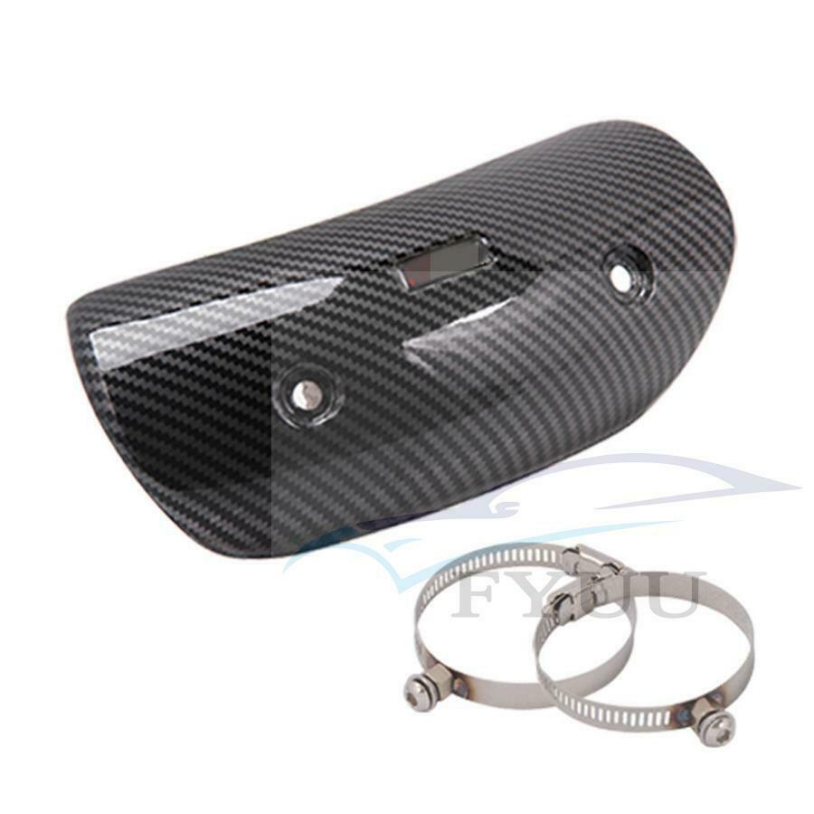 Universal Motorcycle Exhaust Carbon Fiber Look Protector Heat Hot Shield Cover