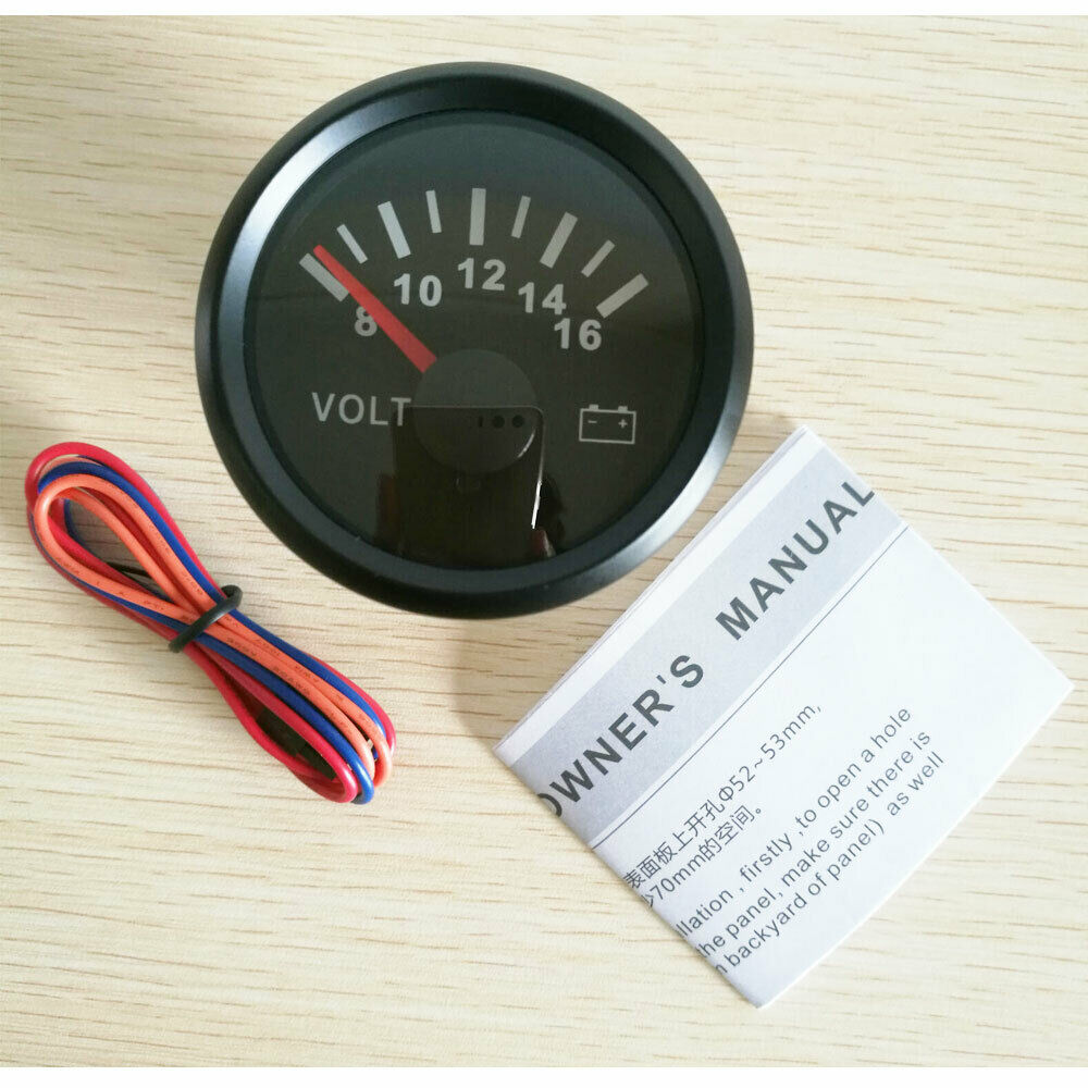 52mm 2" car volt meter gauge 8-16V for auto marine truck universal style red led