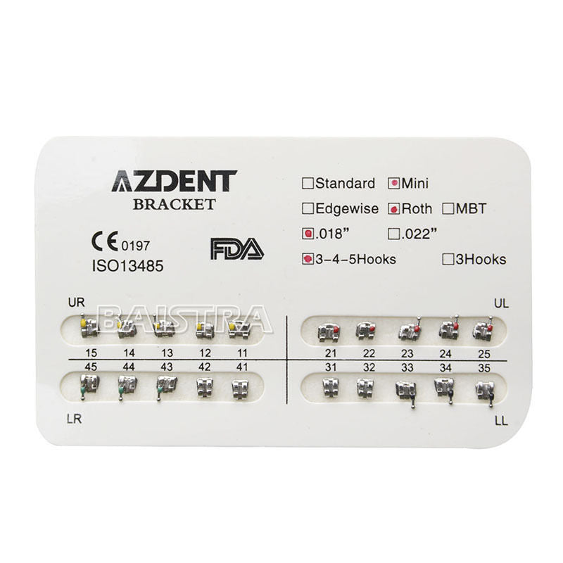 30 X Dental Orthodontic Brackets Braces Metal Mini Roth.018 3 4 5 Hooks AZDENT
