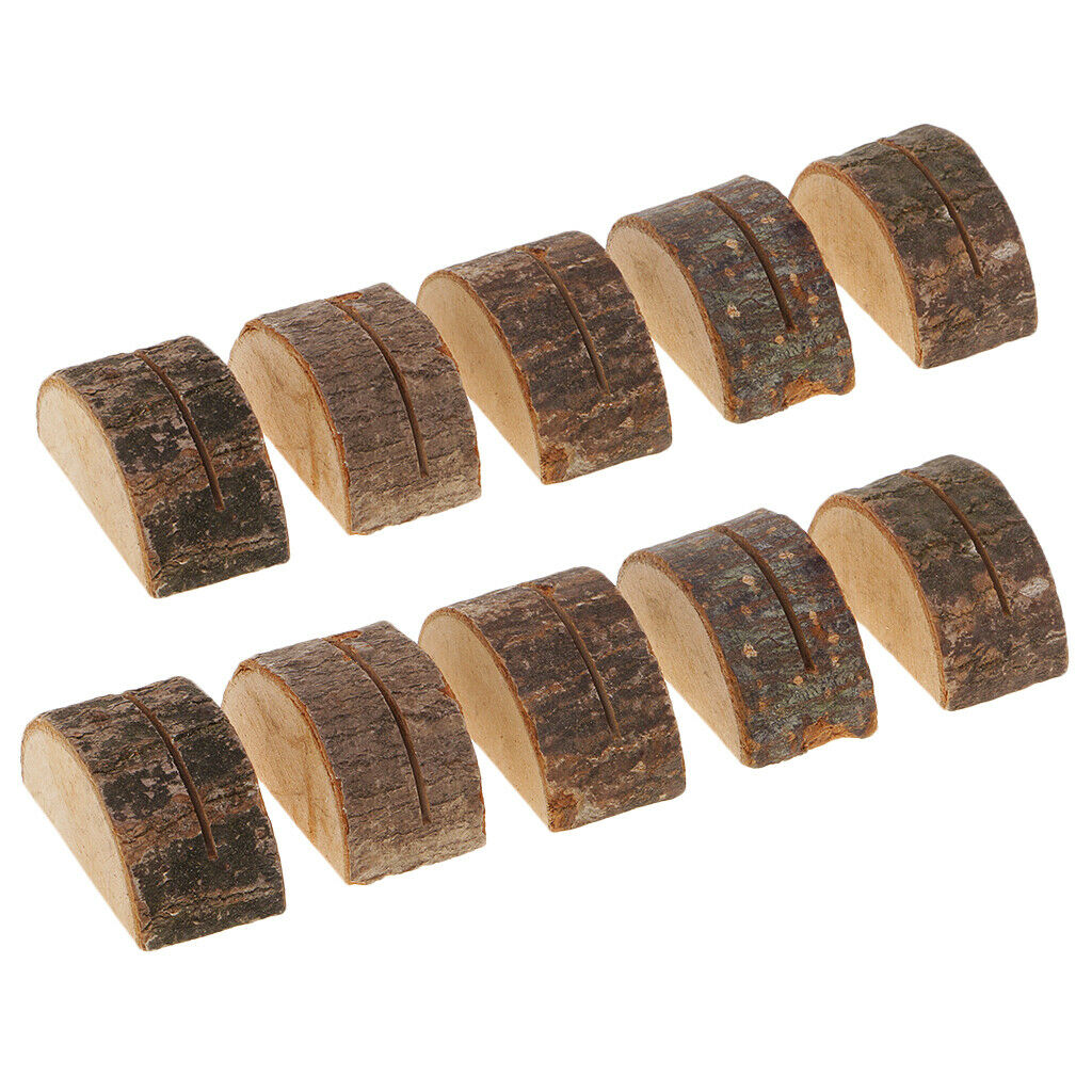 10x Wooden Table Numbers Holder Place Card Stand Rustic Wedding Decoration