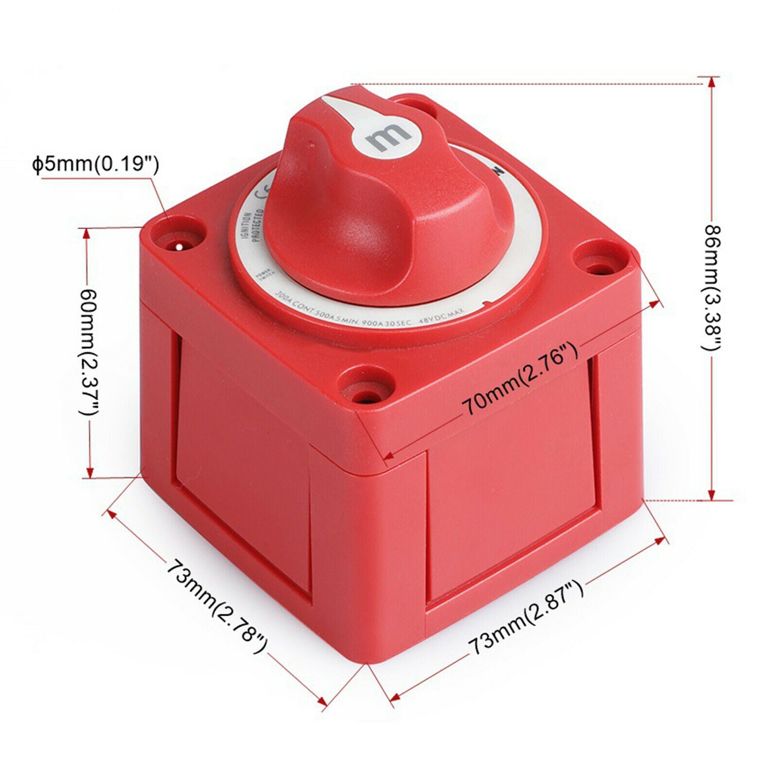 6006 Marine Battery Switch M SERIES On/Off 300A -Red 48V DC IP66 waterproof