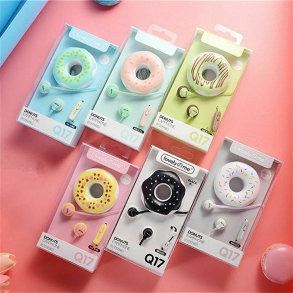 Mobile Phone Wired HiFi Headset In-Ear Earphone Stereo Donuts Macarons Earbuds