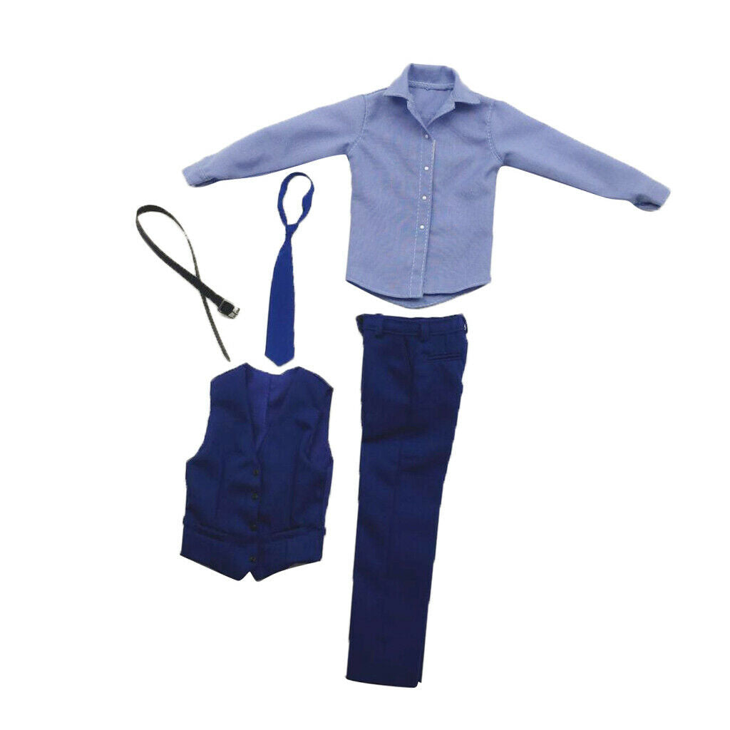 1/6 Male Shirt Pant Suit with Tie And Belt Clothing Kit for 12 Inch Action