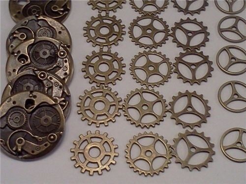 25 Mix Antiqued Bronze Retro Alloy Gear Charm Steampunk Cogs Pendant DIY Crafts