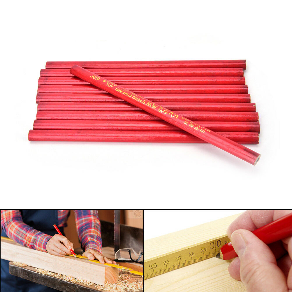 10x 175mm Carpenters Pencils Black Lead For DIY Builders Joiners Woodworking DD