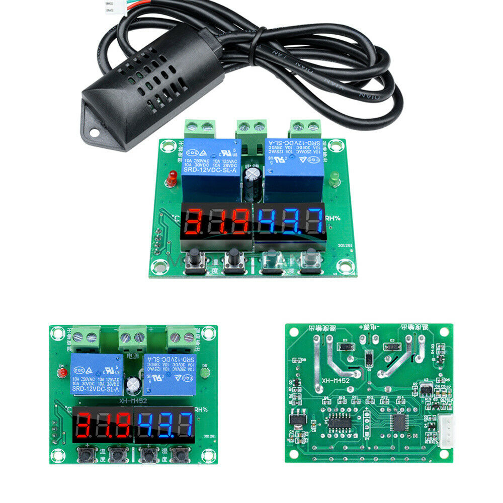 DC 12V XH-M452 Dual Output Temperature Humidity Thermostat Hygrometer Controller