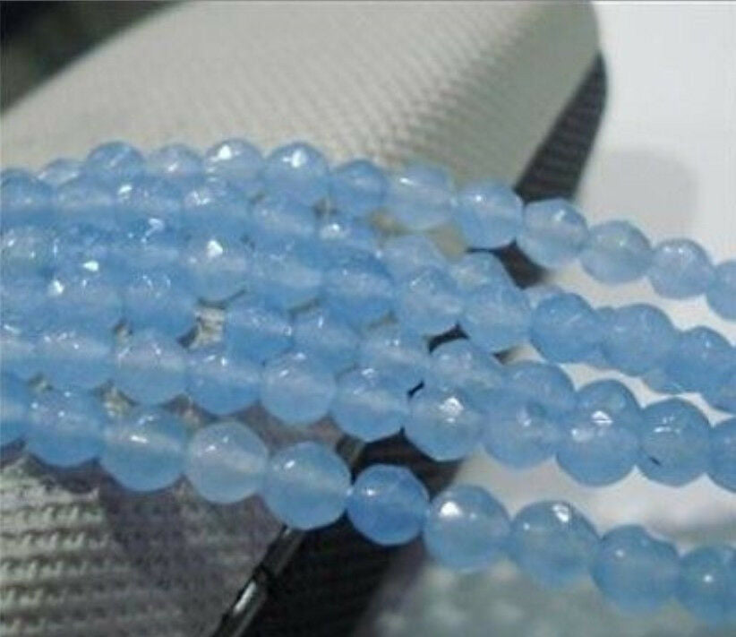Wholesale 5 Strands 6mm Faceted Brazilian Aquamarine Gem Loose Beads 15"