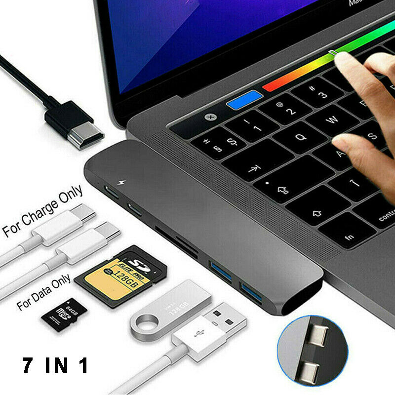 for iPad Pro 7 in 1 Type-C to 3.5mm USB-C Earphone Jack HDMI PD Hub Adapter