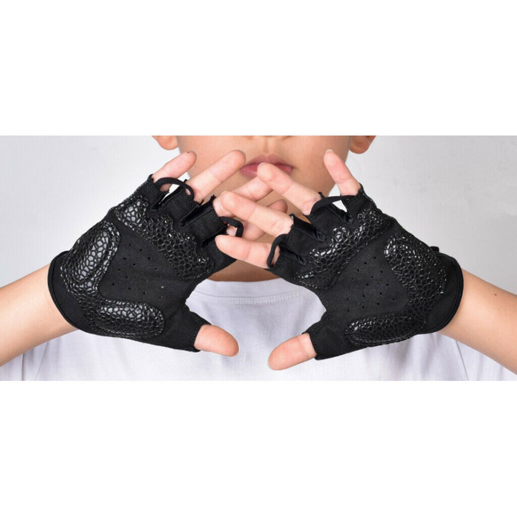 1 Pair Outdoor Riding Sports Fitness Short Finger Children Half Gloves D-L