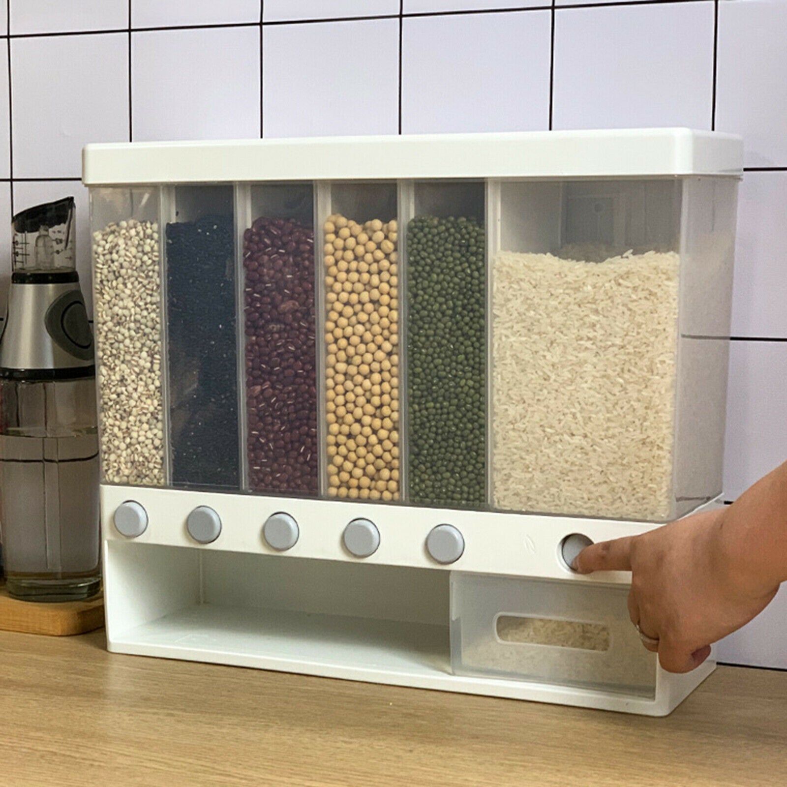 Seperated Cereal Dispenser Whole Grains Rice Bucket for Rice Beans Kitchen