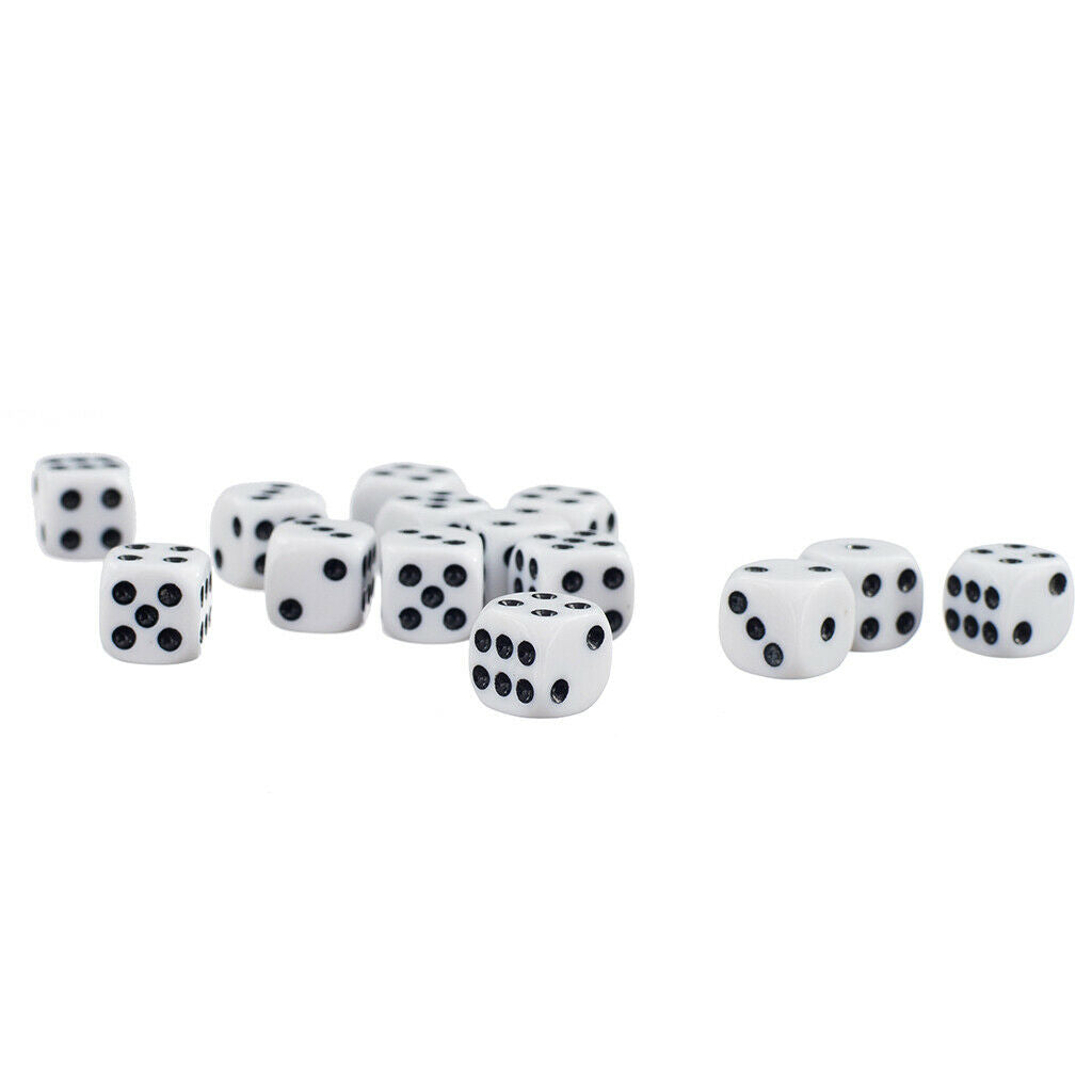 50Pack of 12mm Opaque Six Sided Spot Dice Games D6 D&D RPG White