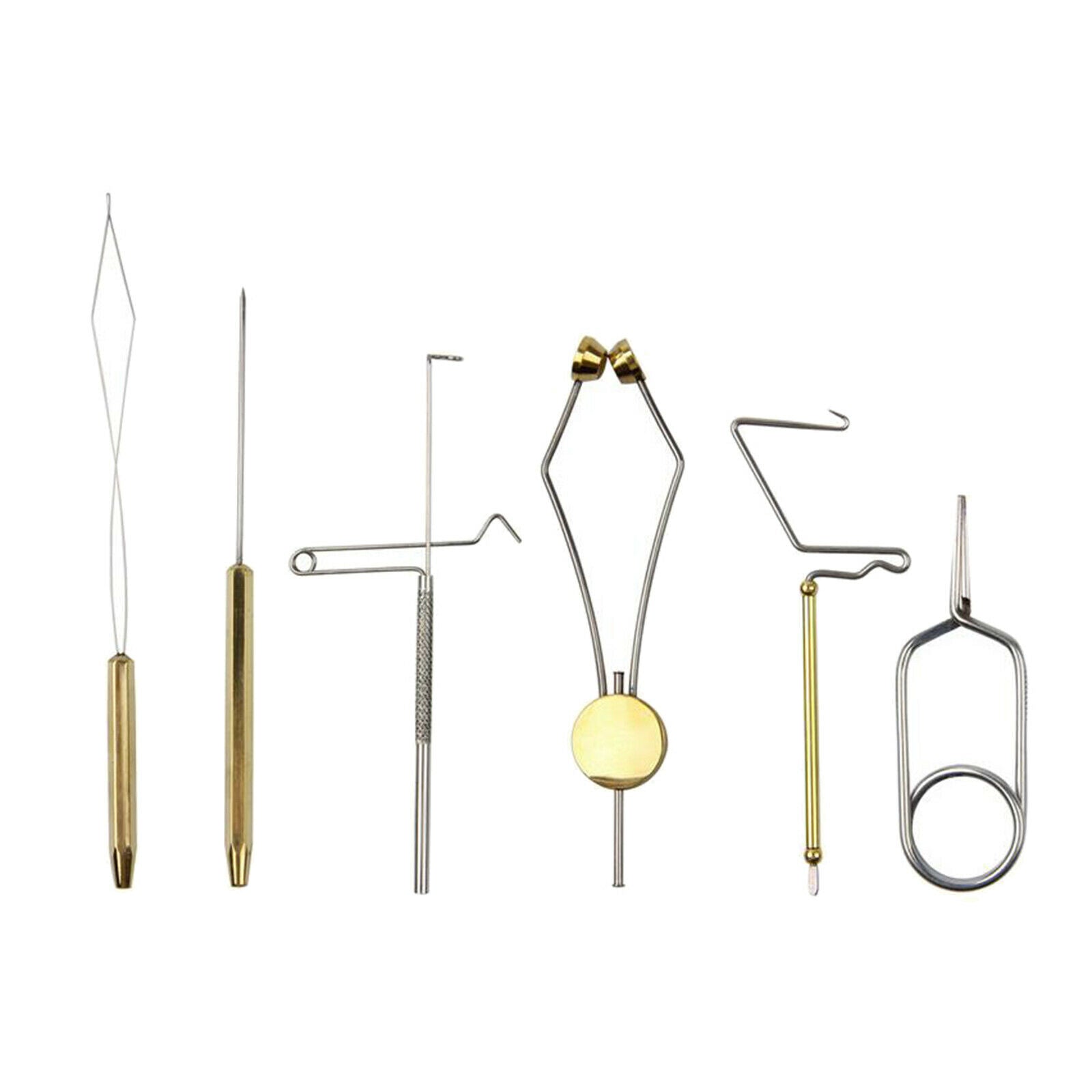 6pcs Fly Tying Tools Kit Vise Brass Bobbin Threader Whip Finisher Handle