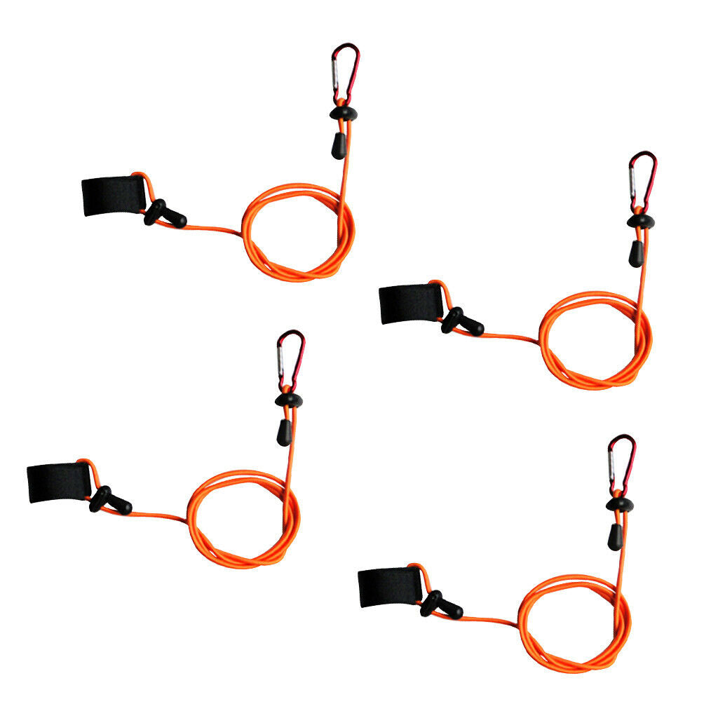 2X 4 Pieces Kayak Paddle Leash Fishing Rod Holder Safety Lanyard Tether Orange