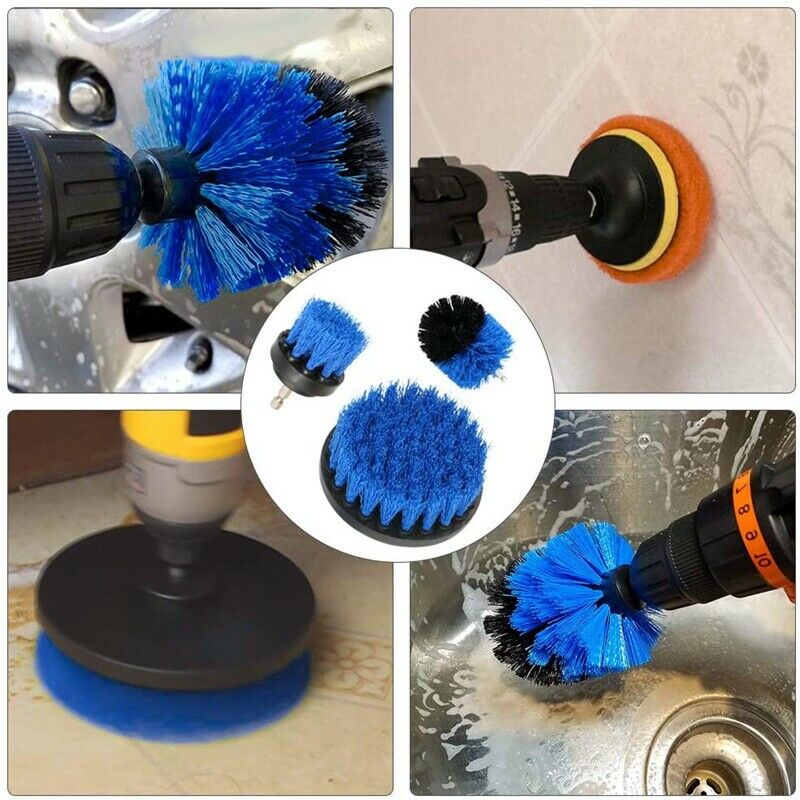 8Pcs Drill Brushes Attachment Kit with Scou Pad Polishing Sponge Power ScrubbeW6