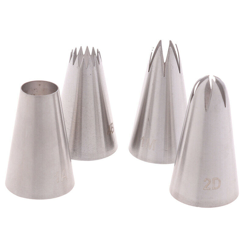 4Pcs Large Icing Piping NozzlePastry Tips Baking Tools Cakes Set Stainless.l8
