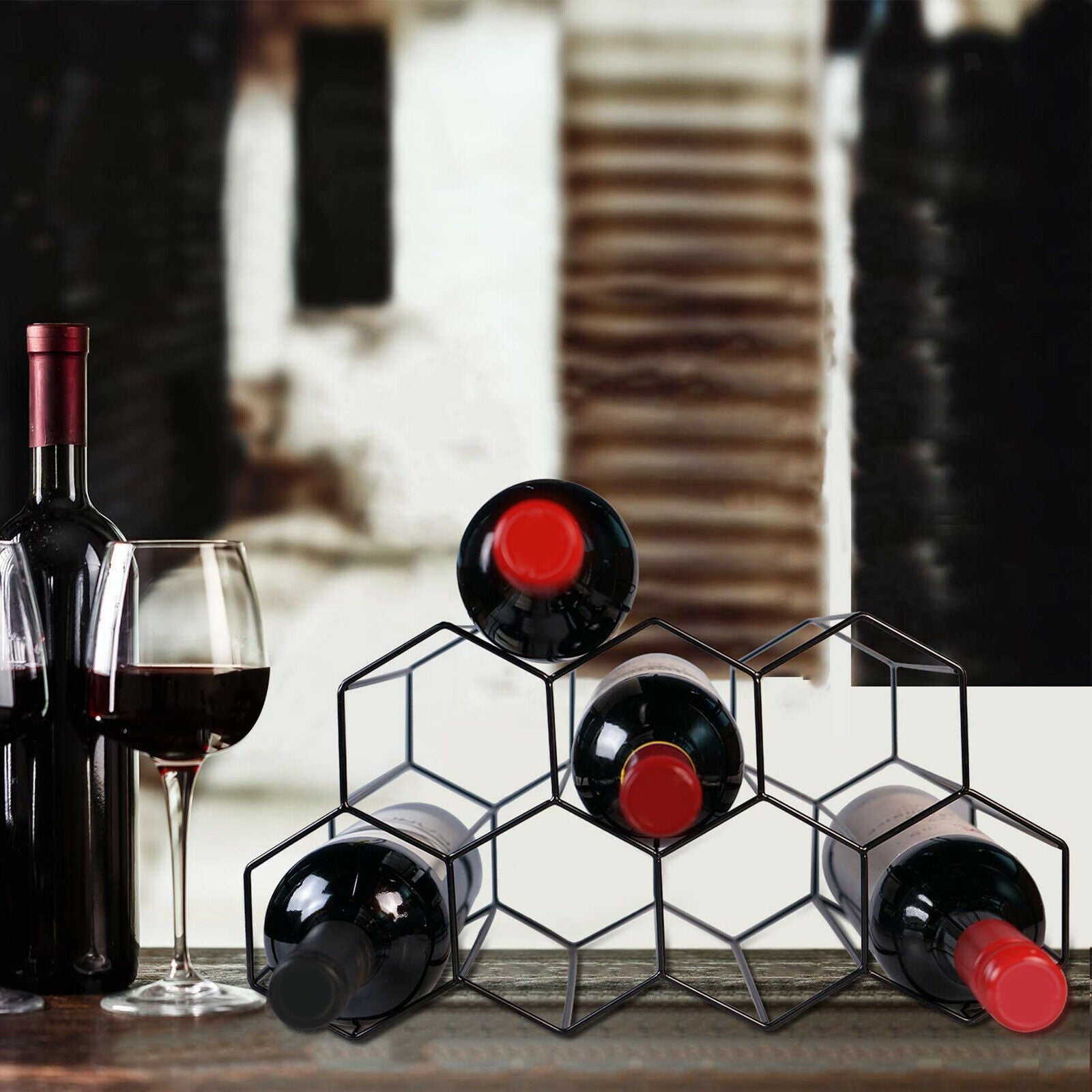 Metal Wine Bottle Rack for Counter Bar Liquor Cabinet Home Pantry Cabinet