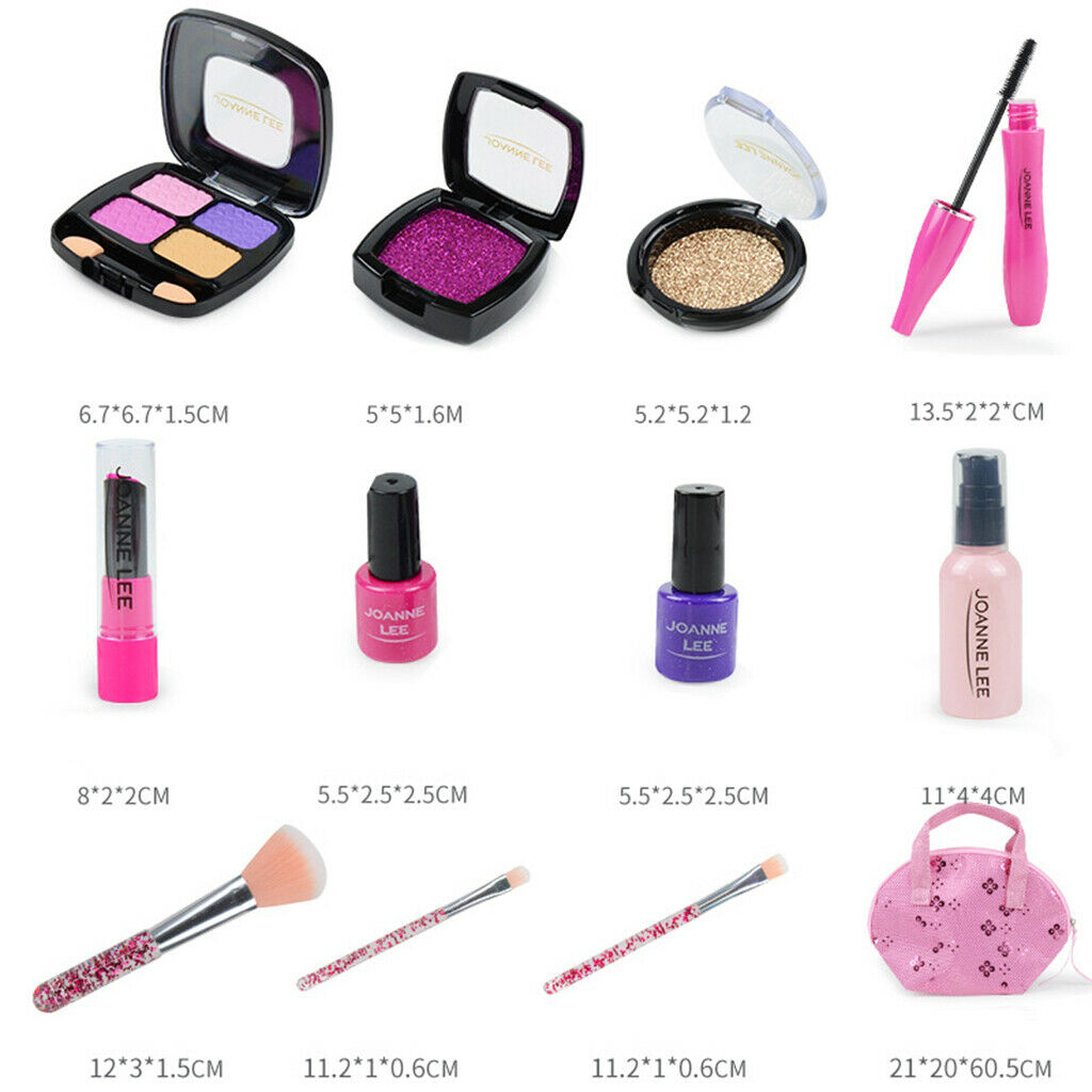 1 Set Pretend Play Makeup Set Game Lipstick Eye Shadows with Cosmetic Bag