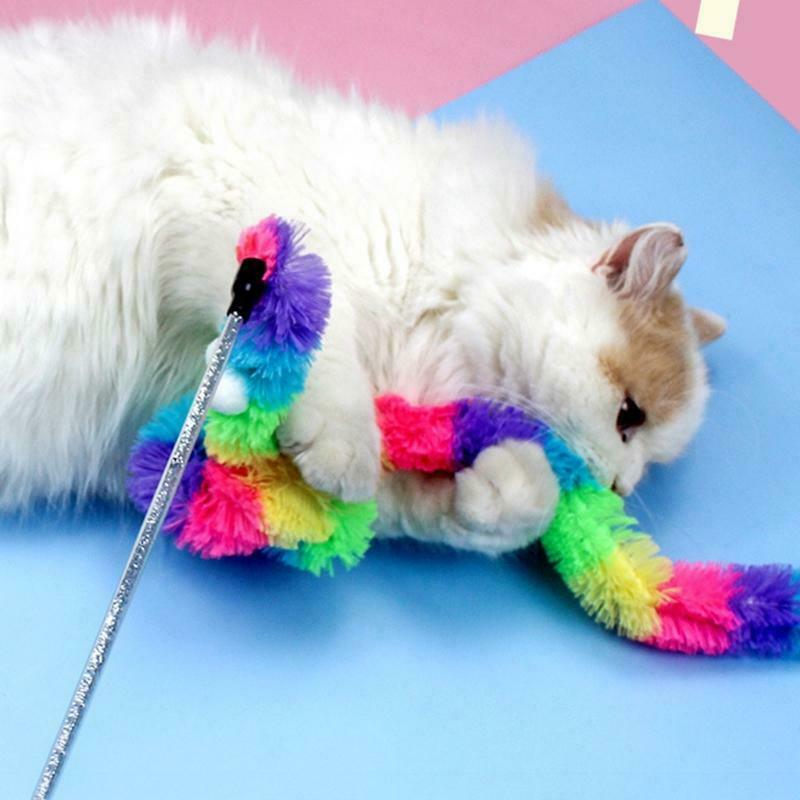Cat Toys Interactive Play Wand with Feather Lifelike Caterpillar