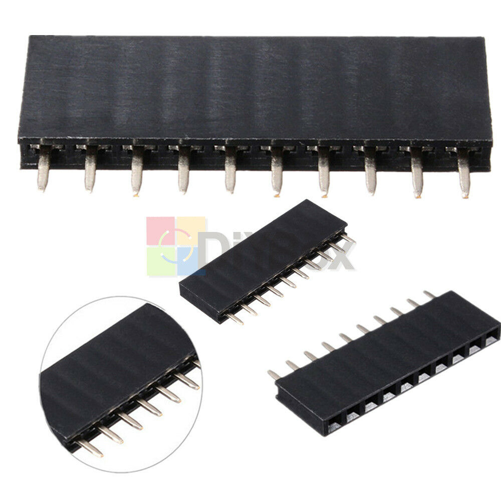 100Pcs 1x10 10 Pins Single Row Straight PCB Socket Female Header 2.54MM