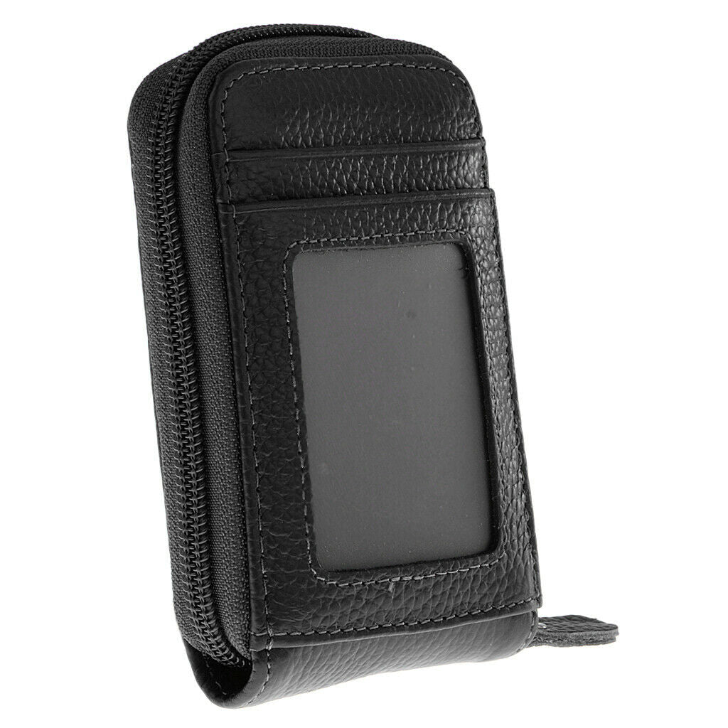 Mens/Womens Mini Leather Wallet ID Credit Cards Holder Organizer Purse Black