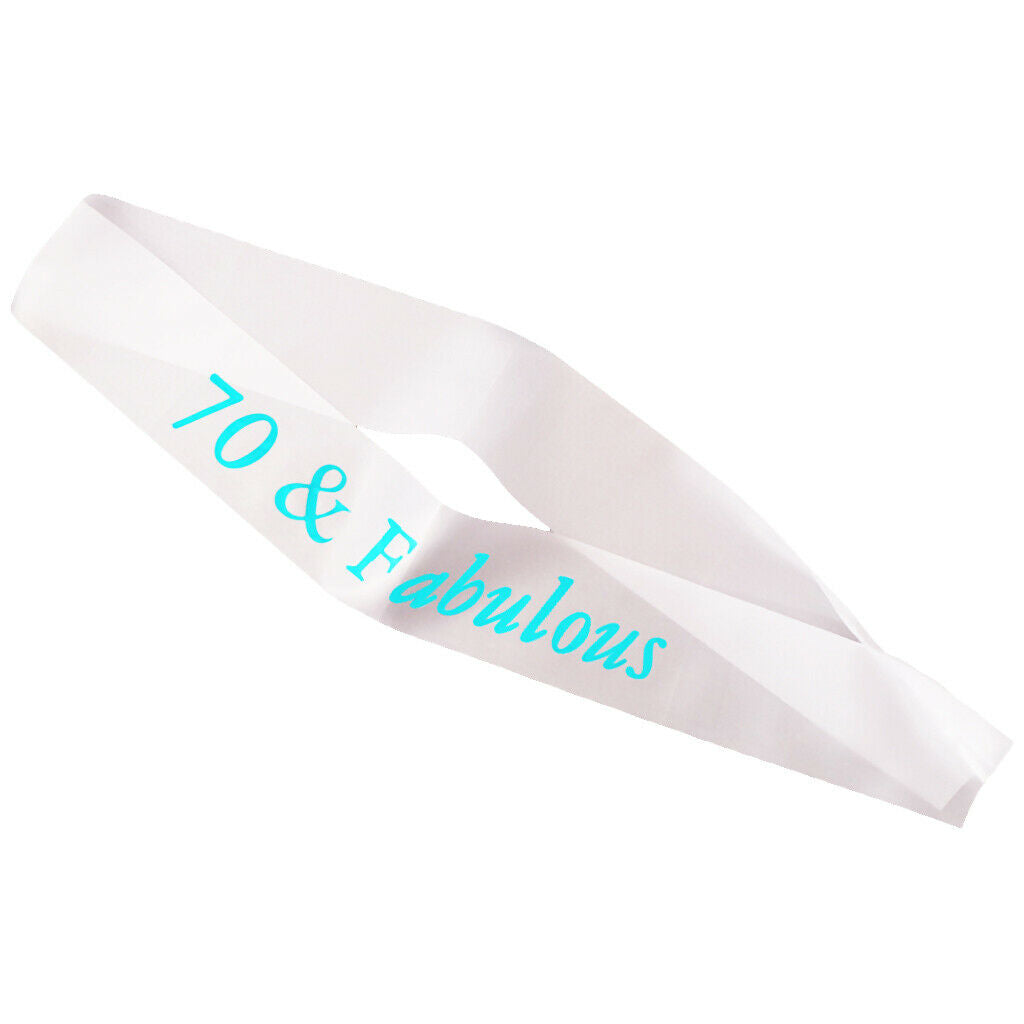 Gilding Blue Numbers Fabulous Satin Sash for Birthday Anniversary White 70