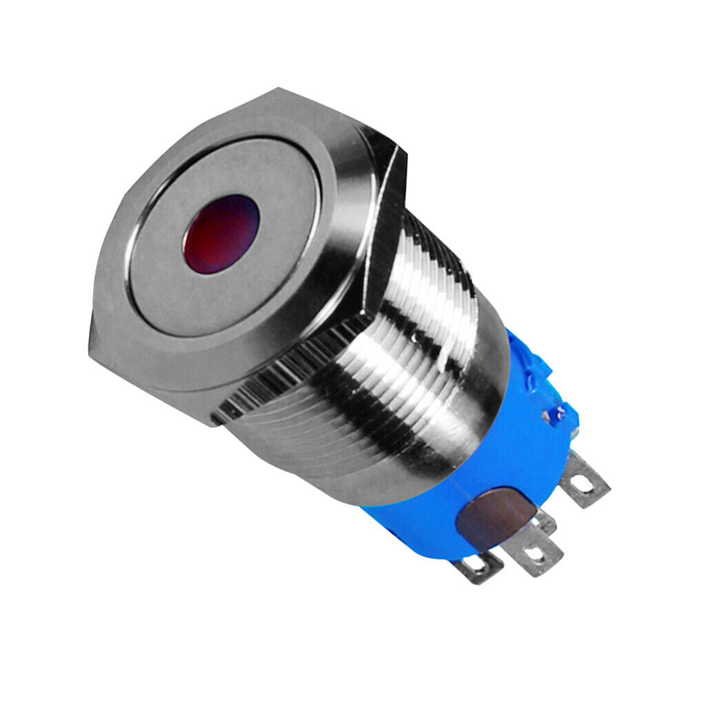 19mm 12V Waterproof LED Metal Indicator Lights Signal Lamp Welding Foot Reset