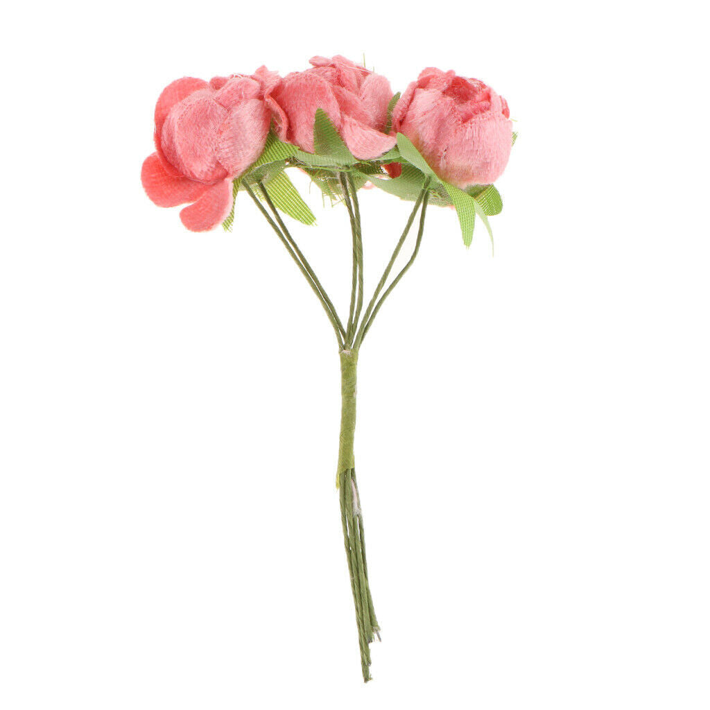 60x Wire Silk Camellia Flowers for Wedding Hair Clip Wreath DIY  Champagne