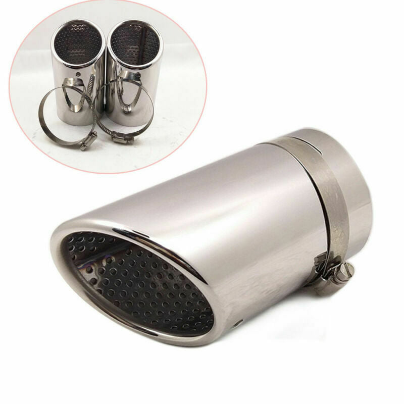 2PCS 76MM Stainless Steel Car Round Exhaust Pipe Tail Muffler Tip with buckle