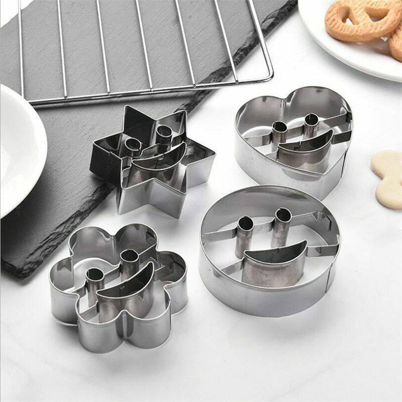 Pack Of 4 Stainless Steel smiley Shape   Cookie Cutter Mould