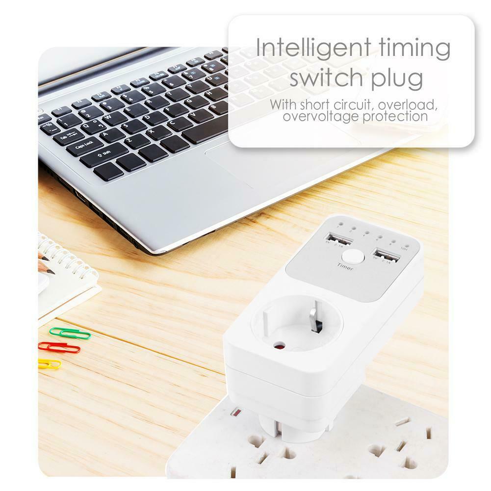 Dual USB EU Plug Timing Socket Timer Switch Countdown Outlet Controller @