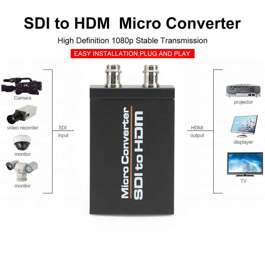 1 SDI In to 2 HDM + SDI Out Mini HD Video Micro Converter Audio Switcher BLK CA