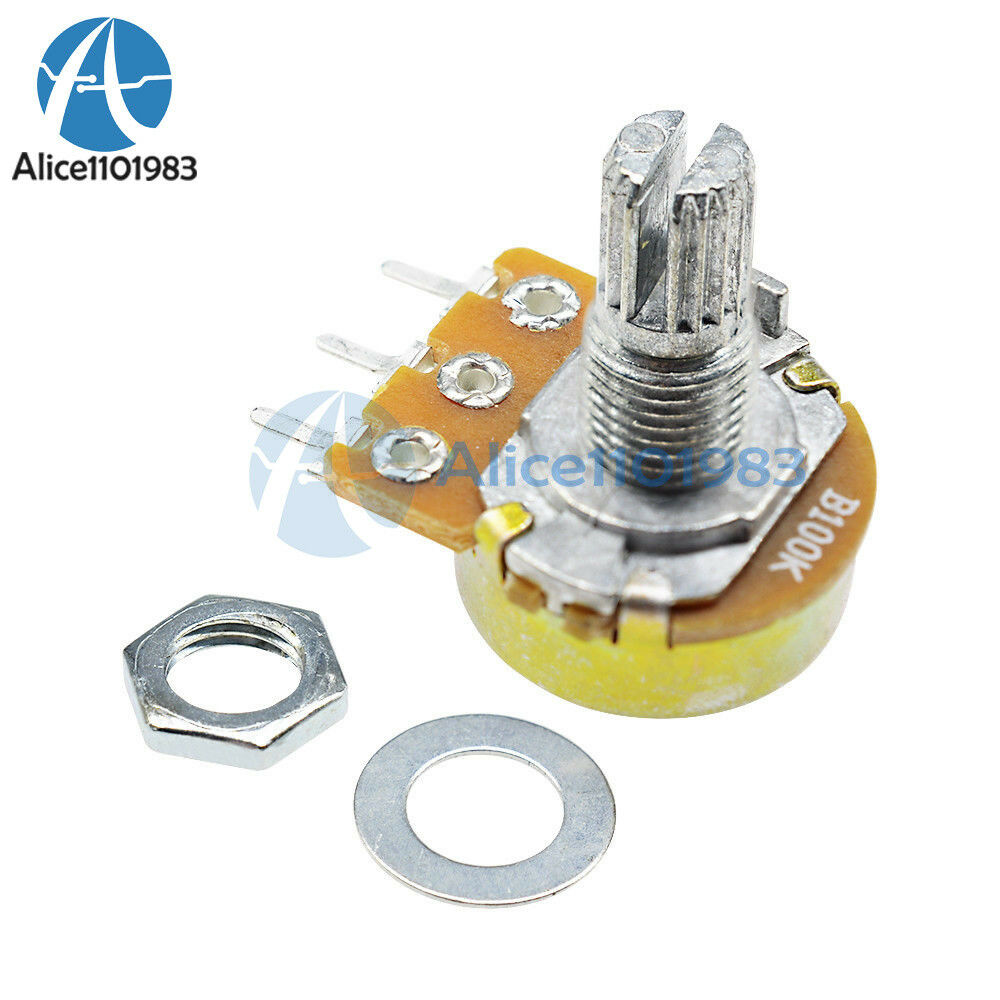 10PCS 100K ohm Linear Taper Rotary Potentiometer Panel pot B100K 15mm WH148 3Pin