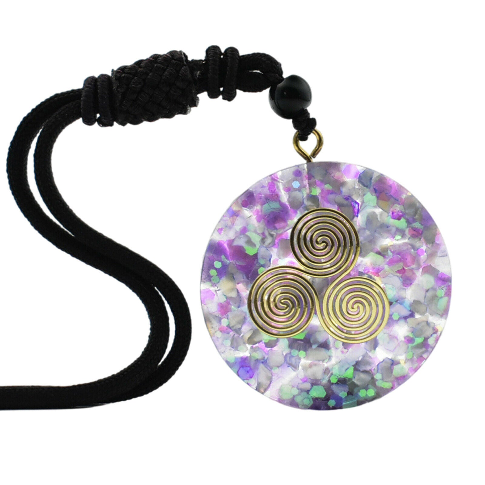 Sri Yantra Necklace Natural Crystal Orgone Pendant Jewelry for Good Luck
