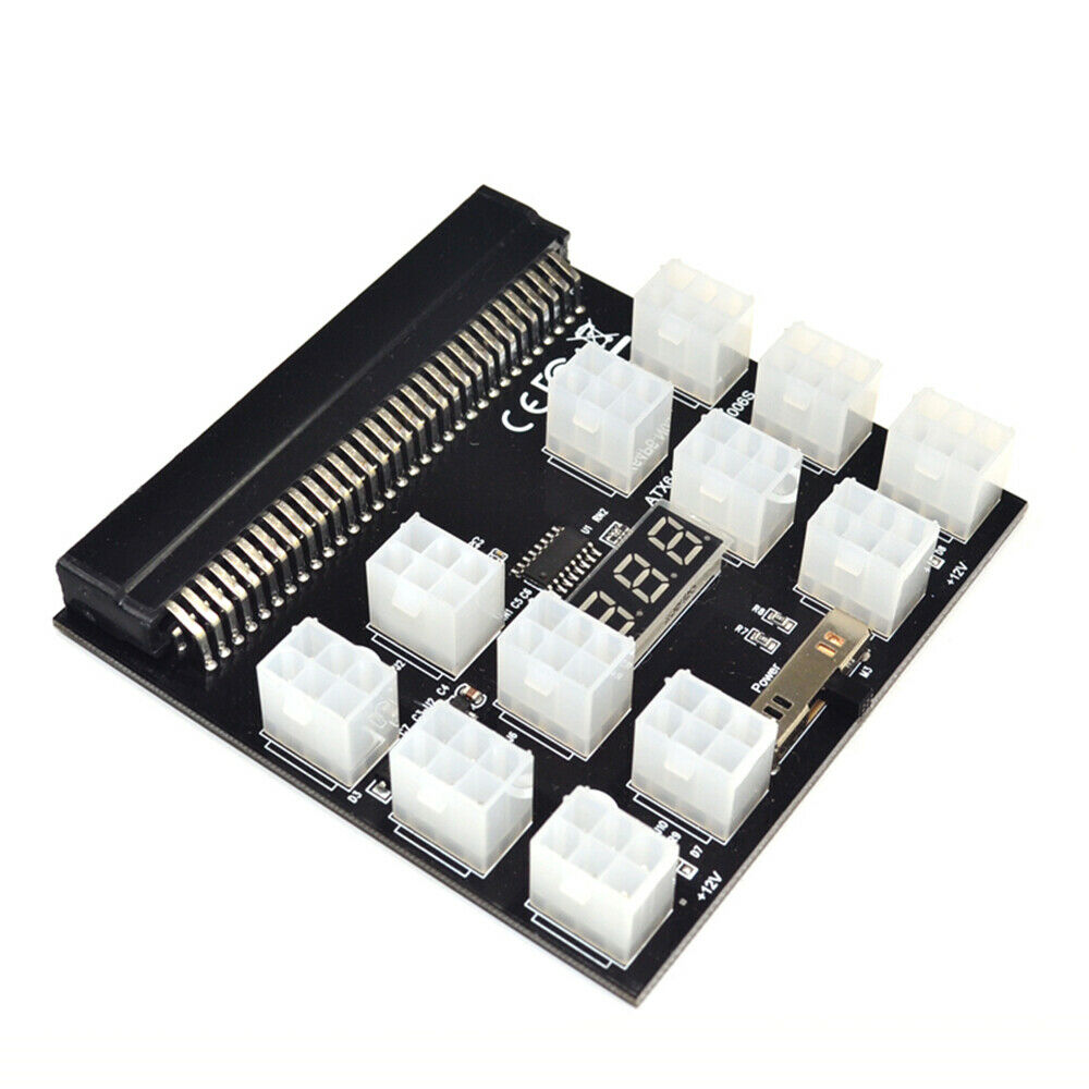 PCI-E 12x6Pin Power Supply Breakout Board Adapter Converter 12V for Ethereum BTC