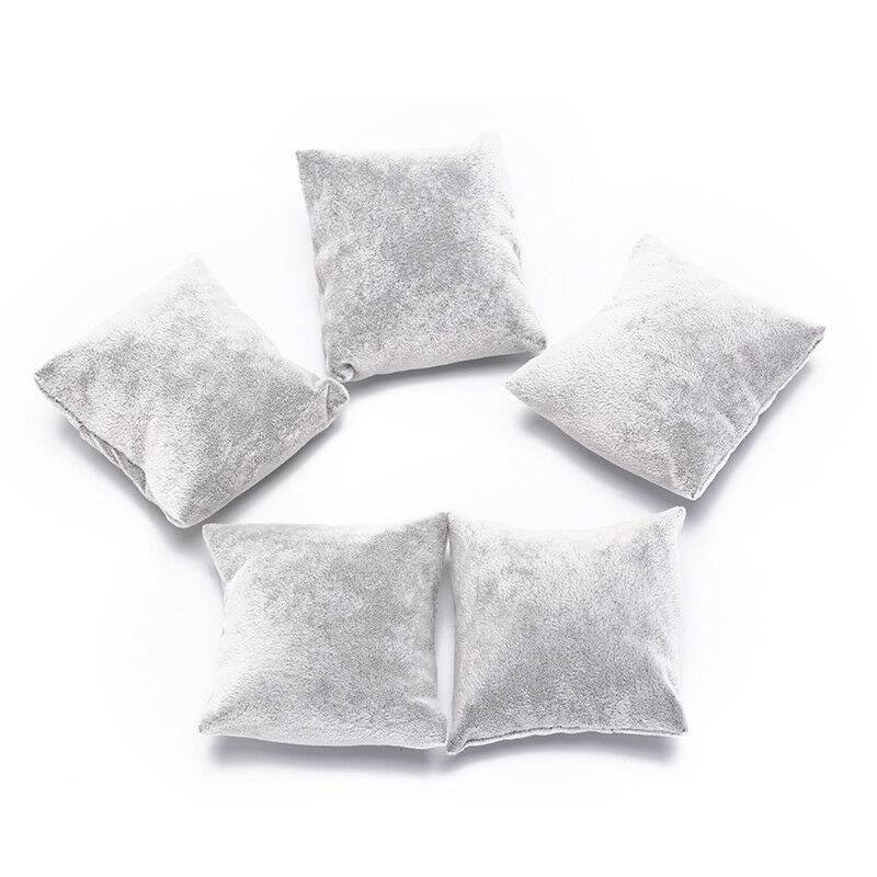 set of 5 grey velvet watch bracelet pillows cushions for case box display Z TL
